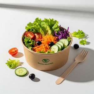 750ml Disposable Paper Salad Bowl With Lid
