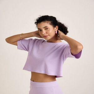 Ladies Purple Crop Top
