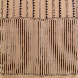 Creamy Ajrakh Modal Silk Hand Block Printed Saree