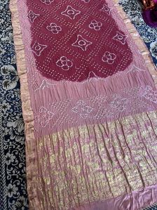 Light Pink Modal Silk Nakshi Pallu Bandej Saree
