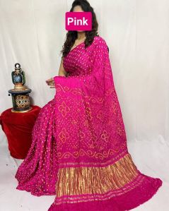 Pink Pure Modal Silk Fancy Pallu Dani Saree