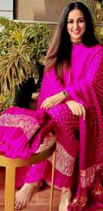 Pink Shibori Gajji Silk Suit Set