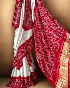 Pure Gaji Silk Mandal Bandhani Saree