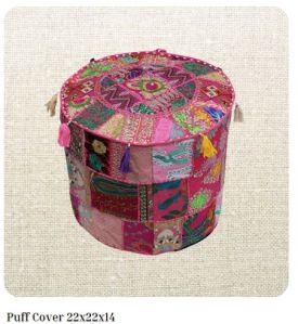 Cotton Printed Ottoman Pouf Cover