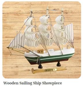 Wooden Sailing Ship Showpiece