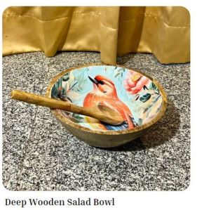 Deep Wooden Salad Bowl