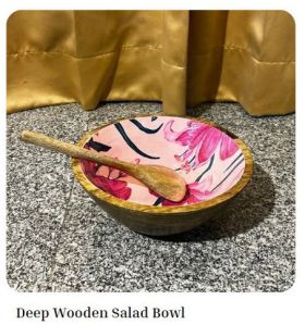 Deep Wooden Salad Bowl