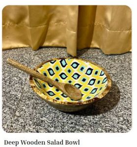 Deep Wooden Salad Bowl