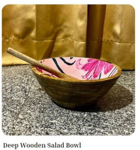 Deep Wooden Salad Bowl
