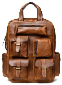 AB07 Anfaal Dual Tone Leather Commuter Backpack
