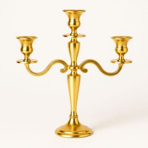 Classic 3 Arm Matte Golden Candelabra