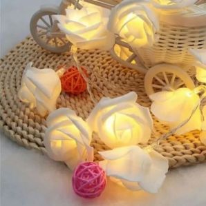 White Rose Flower String Fairy LED Lights