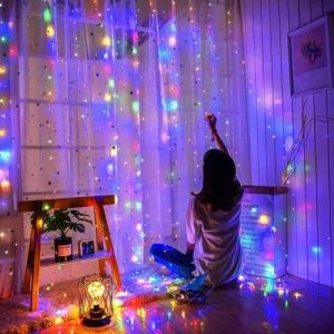Multi Colour Window Curtain LED String Lights