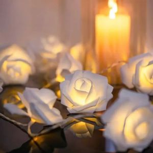 White Rose Flower String Fairy LED Lights