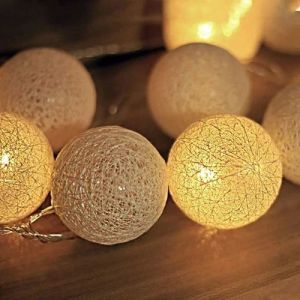 White Cotton Ball LED String Lights