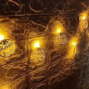 Happy Diwali Metal Round Shape LED Lights