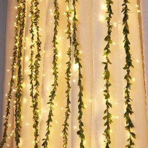 Artificial Plant Green Leaf Vine Curtain LED String Lights