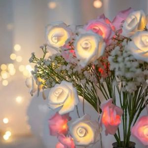 White Rose Flower String Fairy LED Lights