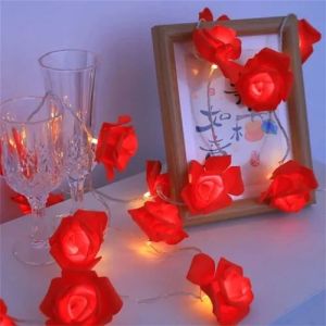Red Rose Flower String Fairy Lights