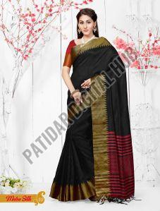 Chanderi Silk Black Casual Saree