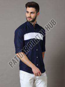 mens color block casual shirt
