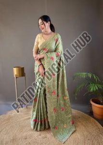 Pure Tussar Silk Saree with Handcrafted Pallu