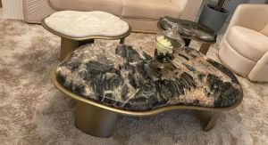 Marble Top Metal Frame Center Table