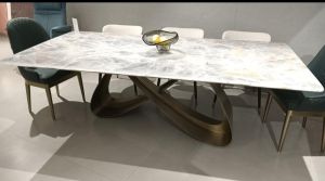 White Marble Top Stainless Steel Dining Table