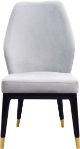 White Velvet Padded Metal Frame Dining Chair
