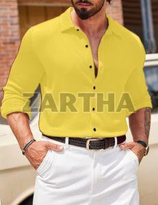 Mens Plain Yellow Cotton Shirt