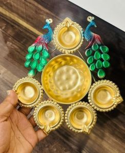 Brass Lotus Petal Round Decor Urli