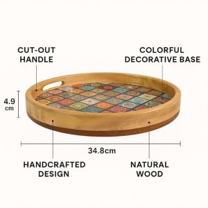 Handicraft Round Serving Mango Wooden Tray