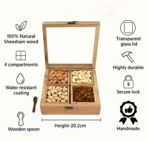 Wooden Handcarved Dry Fruits Box