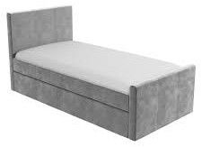 Gray Fabric Upholstered Single Bed with Storage