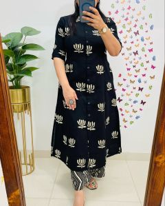 Ladies Whisper Soft Cotton A Line Kurti Set