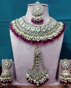 Gold-Plated Kundan Studded Antique Jewellery Set