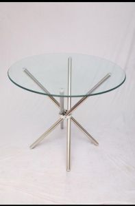 Round Stainless Steel Glass Table