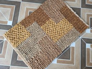 Handmade Handwoven Jute Rugs-Natural Multi- Textured Design