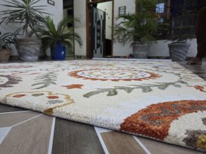 Handmade All Loop Floral Rug-Elegant Embroidered Design