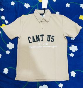 Cotton Off White Polo DTF Printed T Shirt