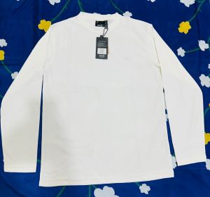 Cotton White Full Sleeves DTF Printed T Shirt