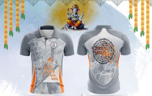 Printed Collar Neck Grey Dry Fit Ganpati Jersey