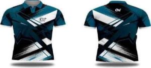 Printed Polo Deep Blue Dry Fit Cricket Jersey