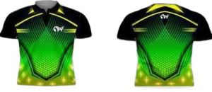 Printed Polo Green Black Dry Fit Cricket Jersey