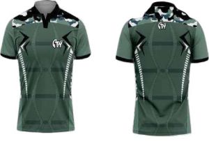 Printed Polo Green Dry Fit Cricket Jersey