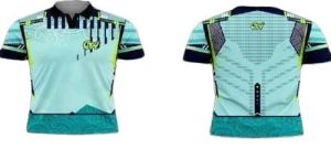 Printed Polo Teal Light Blue Dry Fit Cricket Jersey