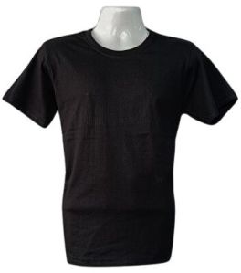Pure Cotton Black Round Neck T Shirt