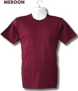 Pure Cotton Maroon Round Neck T Shirt