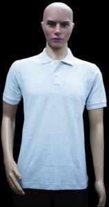 Pure Cotton Off White Plain Collar T Shirt