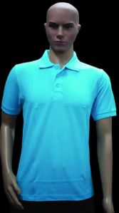 Pure Cotton Sky Blue Plain Collar T Shirt
